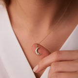 14k Star Setting Crescent Diamond Necklace Ferkos Fine Jewelry