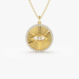 14K Evil Eye Diamond Medallion Necklace Ferkos Fine Jewelry
