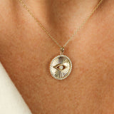 14K Evil Eye Diamond Medallion Necklace Ferkos Fine Jewelry