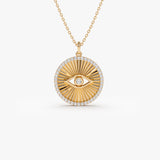 14K Evil Eye Diamond Medallion Necklace 14K Rose Gold Ferkos Fine Jewelry