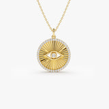 14K Evil Eye Diamond Medallion Necklace 14K Gold Ferkos Fine Jewelry