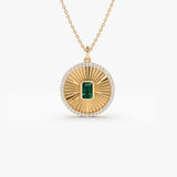 14K Emerald and Diamond Medallion Necklace 14K Rose Gold Ferkos Fine Jewelry
