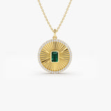 14K Emerald and Diamond Medallion Necklace 14K Gold Ferkos Fine Jewelry
