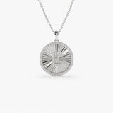 14k Diamond Initial Ballerina Disc Necklace 14K White Gold Ferkos Fine Jewelry