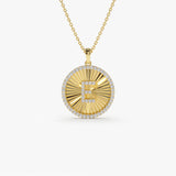 14k Diamond Initial Ballerina Disc Necklace 14K Gold Ferkos Fine Jewelry