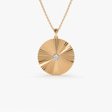 Large Diamond Disc Ray Necklace in 14K 14K Rose Gold Ferkos Fine Jewelry
