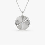 Large Diamond Disc Ray Necklace in 14K 14K White Gold Ferkos Fine Jewelry