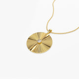 Large Diamond Disc Ray Necklace in 14K Ferkos Fine Jewelry