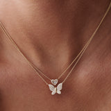 14k Pave Diamond Butterfly Pendant Necklace Ferkos Fine Jewelry