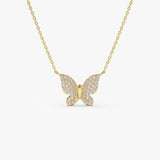 14k Pave Diamond Butterfly Pendant Necklace Ferkos Fine Jewelry