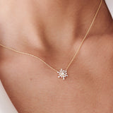 14k Baguette and Round Diamond Snowflake Necklace Ferkos Fine Jewelry