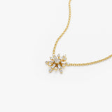 14k Baguette and Round Diamond Snowflake Necklace Ferkos Fine Jewelry
