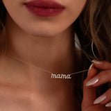 14k Diamond Script Mama Necklace Ferkos Fine Jewelry