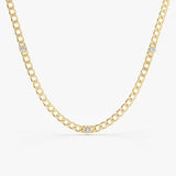14K Gold Cuban Link Necklace w/ Bezel Setting Diamond 1 Diamond Ferkos Fine Jewelry