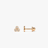 14K Dainty Diamond Trio Helix Piercing 14K Rose Gold Ferkos Fine Jewelry
