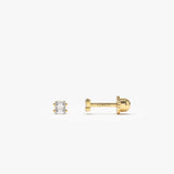 14k Double Baguette Diamond Helix Piercing 14K Gold Ferkos Fine Jewelry
