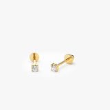 14k Prong Setting Diamond Stud Piercing  Ferkos Fine Jewelry