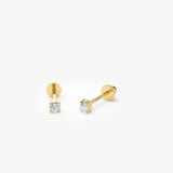 14k Prong Setting Diamond Stud Piercing Ferkos Fine Jewelry