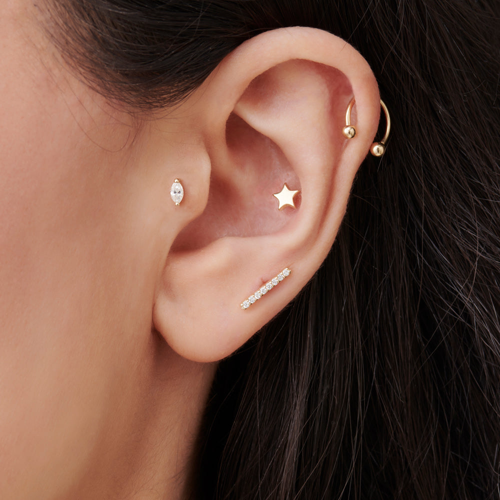 14k Diamond Bar Helix Piercing – Ferkos Fine Jewelry
