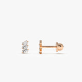 14k Trio Baguette Diamond Helix Piercing 14K Rose Gold Ferkos Fine Jewelry