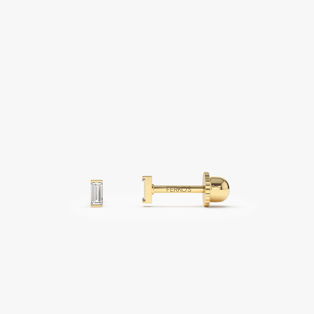 14K Single Baguette Helix Piercing 14K Gold Ferkos Fine Jewelry