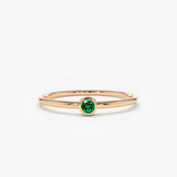 14k Gold Solitaire Emerald Gemstone Ring 14K Rose Gold Ferkos Fine Jewelry