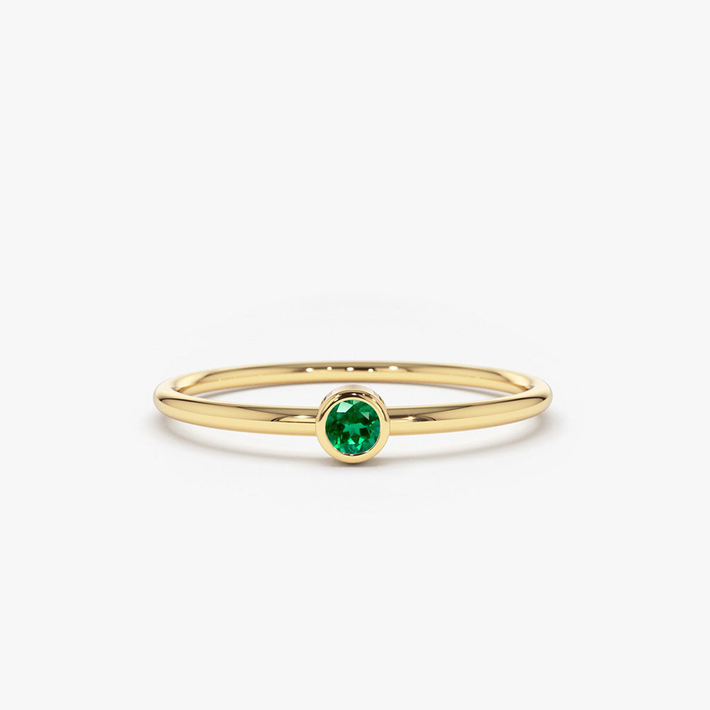 14k Gold Solitaire Emerald Gemstone Ring 14K Gold Ferkos Fine Jewelry