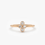 14K Gold Bezel Setting Quad Diamond Ring 14K Rose Gold Ferkos Fine Jewelry