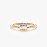 14K Gold Baguette Trio Diamond Ring 14K Rose Gold Ferkos Fine Jewelry