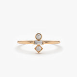 14K Gold Baguette and Round Cut Diamond Ring 14K Rose Gold Ferkos Fine Jewelry