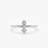 14K Gold Baguette and Round Cut Diamond Ring 14K White Gold Ferkos Fine Jewelry