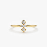 14K Gold Baguette and Round Cut Diamond Ring 14K Gold Ferkos Fine Jewelry