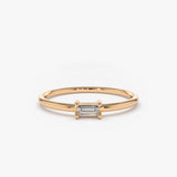 14K Gold Single Baguette Diamond Ring 14K Rose Gold Ferkos Fine Jewelry