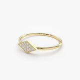 14K Gold Diamond Shape Micro Pave Ring Ferkos Fine Jewelry