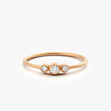 14K Three Stone Diamond Ring 14K Rose Gold Ferkos Fine Jewelry