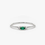 14K Mini Oval Emerald Ring with Diamonds Ferkos Fine Jewelry