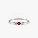 14K Mini Oval Ruby Ring with Diamonds 14K White Gold Ferkos Fine Jewelry