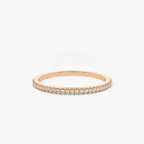 14K Gold Half Eternity Micro Pave Diamond Ring 14K Rose Gold Ferkos Fine Jewelry
