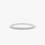 14K Ultra Thin 1MM Micro Pave Diamond Eternity Wedding Band Ferkos Fine Jewelry