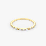 14K Ultra Thin 1MM Micro Pave Diamond Eternity Wedding Band Ferkos Fine Jewelry