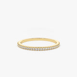 14K Gold Half Eternity Micro Pave Diamond Ring 14K Gold Ferkos Fine Jewelry