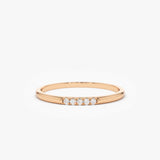 14K Gold 5 Stone Pave Diamond Band 14K Rose Gold Ferkos Fine Jewelry