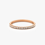 14K Gold 1.5MM Half Eternity Diamond Ring 14K Rose Gold Ferkos Fine Jewelry