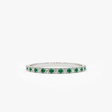 14K Emerald and Diamond Alternating Eternity Ring Ferkos Fine Jewelry