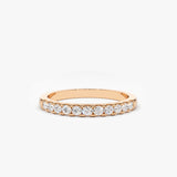 14K Gold 11 Stone Diamond Wedding Band 1/3ct 14K Rose Gold Ferkos Fine Jewelry