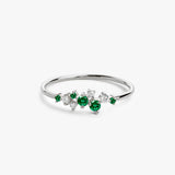 14k Emerald and Diamond Cluster Ring 14K White Gold Ferkos Fine Jewelry