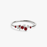 14k Gold Ruby and Diamond Cluster Ring 14K White Gold Ferkos Fine Jewelry