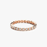 14K Gold Bezel Setting Round Brilliant Cut Diamond Eternity Ring 14K Rose Gold Ferkos Fine Jewelry