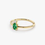 14K Gold Oval Emerald and Diamond Ring Ferkos Fine Jewelry