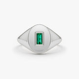 14k Gold Baguette Emerald Signet Ring Ferkos Fine Jewelry